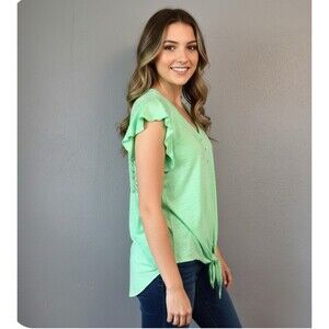 No Boundaries Blouse Women’s Junior’s XL 15-17 Floral Short Sleeve V Neck Sheer